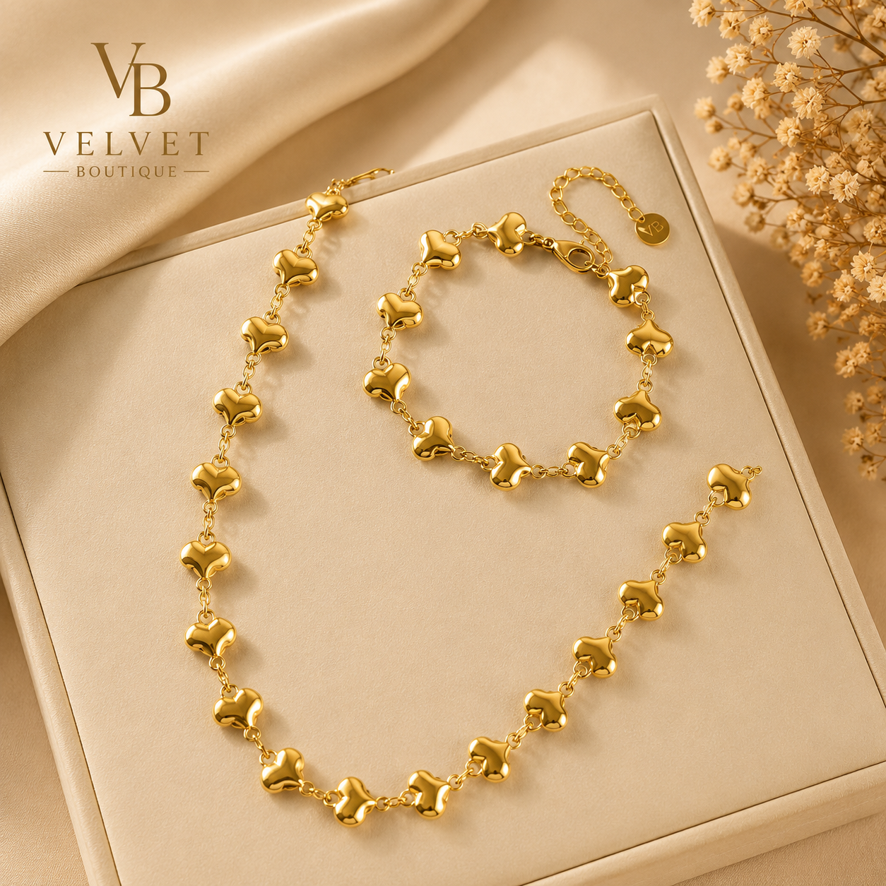 Bracelet velvet  Coeur Doré élégance